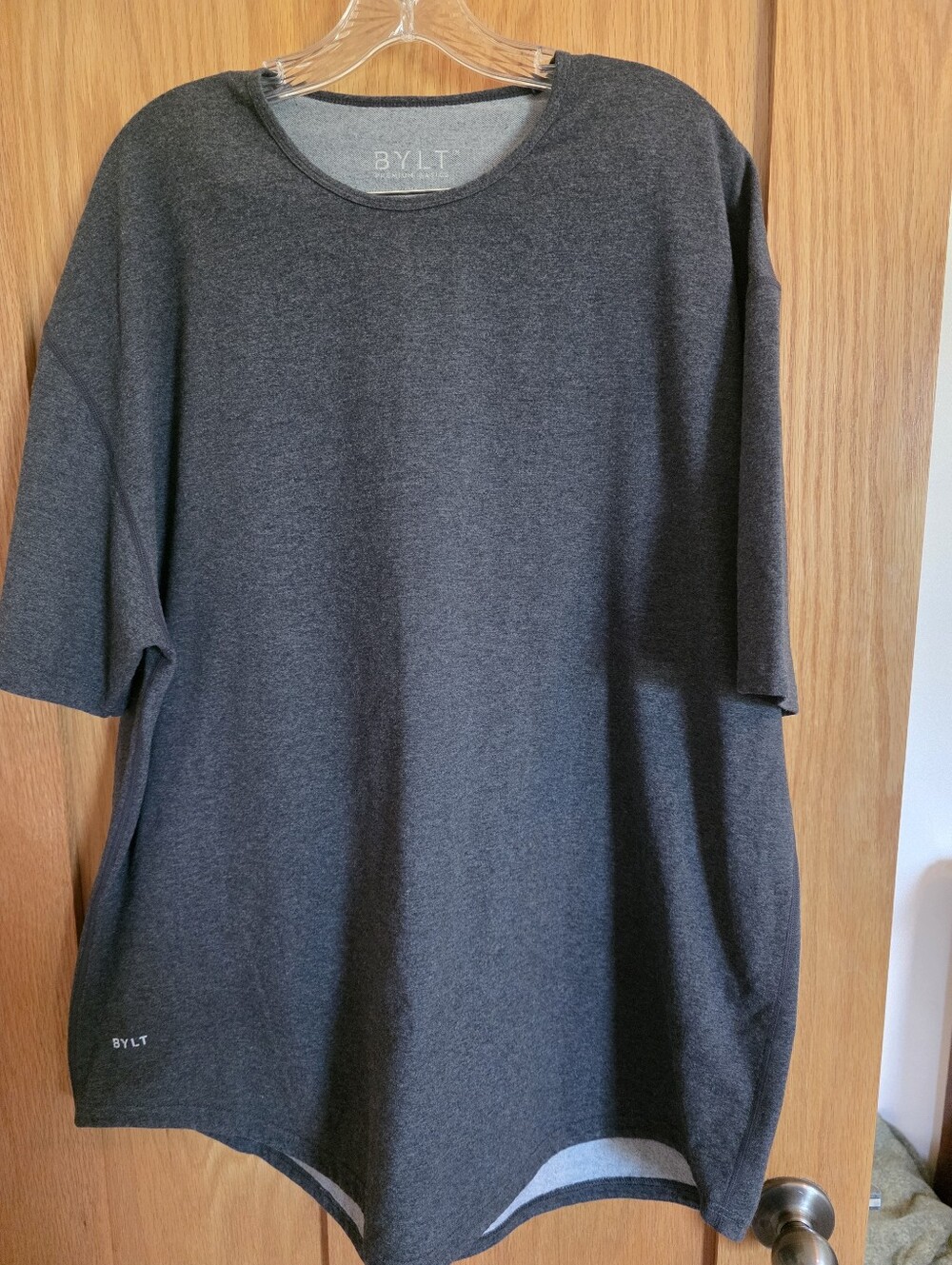 BYLT Premium Basics Women's Drop-Cut Short Sleeve Tee-Charcoal Gray 3XL